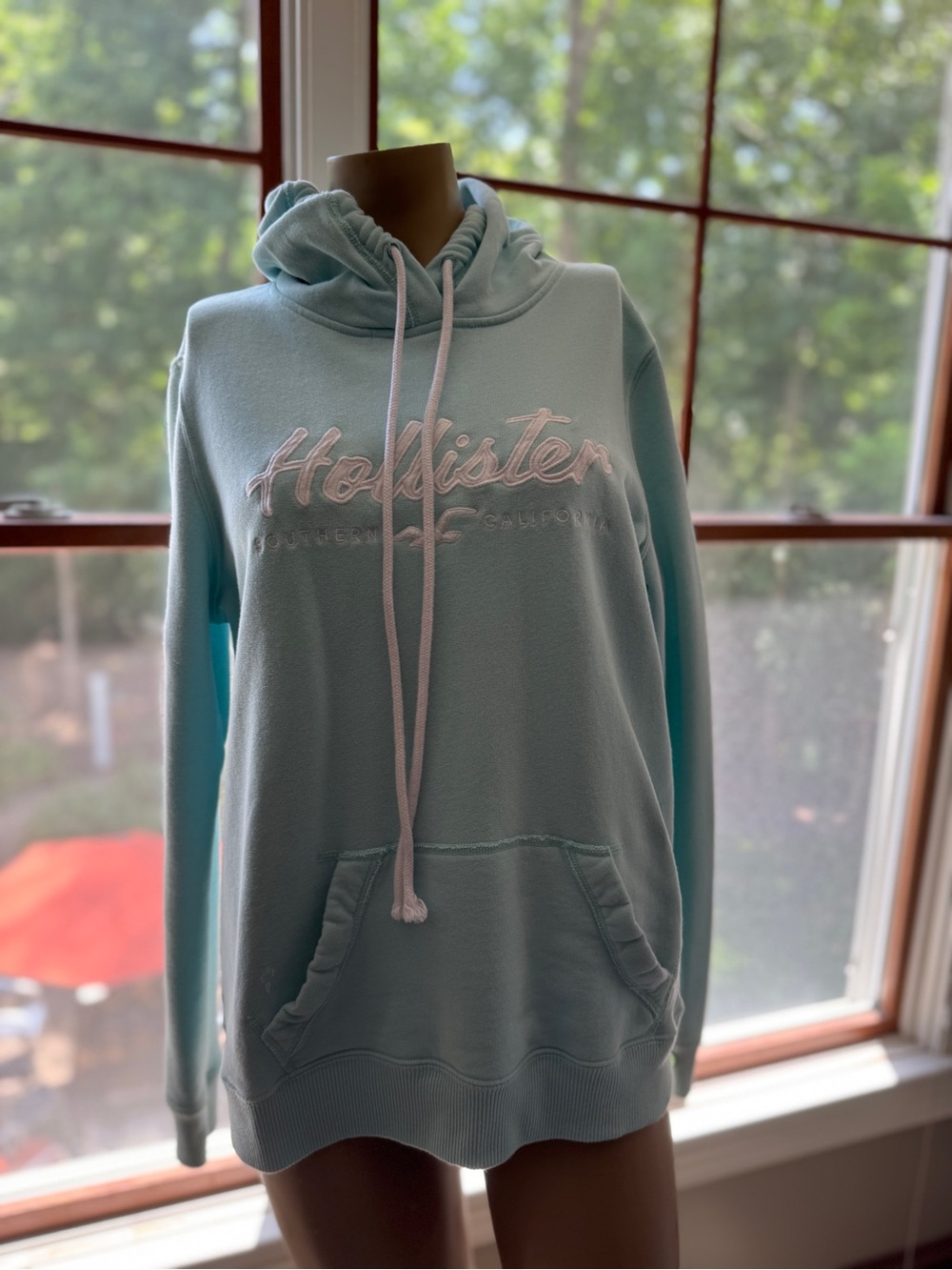 Hollister Light Blue Cowl Neck Hoodie Sweater